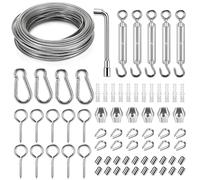 Alitree 35M Φ 3MM Kit de câbles en acier inoxydable à suspendre Câble en acier recouvert de PVC avec Tendeur Corde M5 pour plantes grimpantes, étendoir extérieur, lampe suspendue