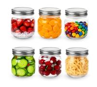Alitree Lot de 6 Mason Jar avec Couvercle, bocaux Mason Jar en verre,Bocaux à Pickles & Bocaux en Verre Conserve Bocal en Verre avec Couvercle idéaux pour les confitures et conserves (250m)