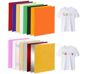 Alitree Vinyle Thermocollant Et Flex Thermocollant, HTV, Facile À Couper Et À Désherber, Compatible Avec Cricut et Silhouette, 16Pcs Feuilles 30.5 X 20CM For Pour Tissu, T-Shirt, Vêtements, DIY