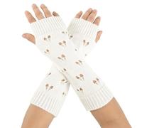 Aliuciku Gants sans Doigts pour Femme, Gants Chauds d'hiver avec Trous pour Les Pouces pour L'extérieur(White)