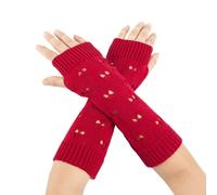 Aliuciku Gants sans Doigts pour Femme, Gants Chauds d'hiver avec Trous pour Les Pouces pour L'extérieur(Red)