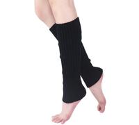 Aliuciku Jambières pour Femmes, Jambières Tricotées Arc-en-Ciel Jambières d'hiver pour Le Ballet Le Patinage(Black)