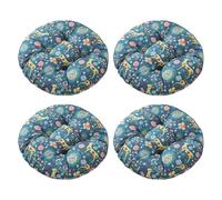 Aliuciku Lot de 4 Coussins Rembourrés, Epais Doux Coussin de Siège Ronds pour Chaise de Jardin Salle à Manger Chaise de Bureau(B-12,45x45cm)