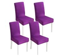 Aliuciku Lot de 4 Housses de Chaises, Housse de Chaise de Salle à Manger Elastique pour Les Restaurants Les Hôtels(Purple,4PCS)
