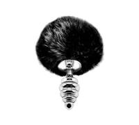 Alive Anal Pleasure Plug Spirale Métal Pompon Noir Taille S 1 Unité