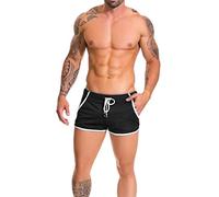 Alivebody Hommes Engrener Athlétique Short pour Fonctionnement Faire des Exercices Nager Séchage Rapide Poids léger Color Black Size XL