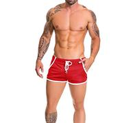Alivebody Hommes Engrener Athlétique Short pour Fonctionnement Faire des Exercices Nager Séchage Rapide Poids léger Color Red Size XL