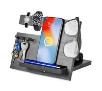 AliveByte Cadeau Homme Noel Multifonction Organiseur de Bureau en Bois Support de Telephone Bureau Fete des Peres Cadeau pour Papa Organiseur de Table Anniversaire Homme Idee Saint Valentin