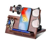 AliveByte Cadeau Homme Noel Multifonction Organiseur de Bureau en Bois Support de Telephone Bureau Fete des Peres Cadeau pour Papa Organiseur de Table Anniversaire Homme Idee Saint Valentin