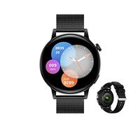 Aliwisdom Montre connectée pour Homme Femmes Ronde Smartwatch Sport Montre Intelligente Etanche Trackers d'Activité pour iPhone Android avec Répondre/Passer Appel et Lecture de Messages (Noir)