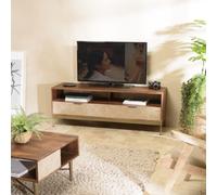 Alix - meuble tv en bois de manguier 2 niches 2 tiroirs alix