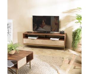 Alix - meuble tv en bois de manguier 2 niches 2 tiroirs alix
