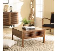 Alix - table basse carrée 70x70cm en bois de manguier 2 tiroirs ajourés alix