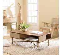 Alix - table basse rectangulaire en bois de manguier 2 niches alix