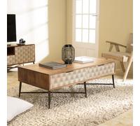 Alix - table basse rectangulaire en bois de manguier 2 tiroirs alix