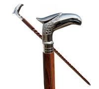 ALIXPRTCMP Canne nautique en forme de tête d'aigle | Canne de support en bois avec poignée d'aigle rare en laiton coulé | Prise en main confortable et accessoire cadeau classique