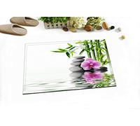 Aliyz Violet Fleur d ' orchidée Bambou Spa Home Hotel Chambre Porte Tapis de Sol Salle de Bains Chambre Cuisine Salon Tapis pour Enfants Matériau antidérapant en Flanelle 40x60cm