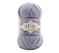 Alize 5 x 100 g de laine Velluto 500 g de fil chenille super Bulky, doux et moelleux 100 g, pour coussin, couverture de bébé, etc. (gris foncé 87)