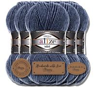 Alize 5 x 100g Superlana Midi Turc Premium Laine Coton et Acrylique Fils à tricoter manuels unis | Fil à tricoter Bébé Teinte unie pour crochet Tricot Vêtements (denim mélangé | 203)