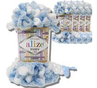Alize 5865 Lot de 5 pelotes de laine turque Puffy - Super Bulky - Pelote XXL - Douce - Pour bébé - Pour crochet - Pelote XXL - Pour amigurumi