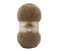 Alize Angora Gold Fil 20% Laine 80% Acrylique Fil Doux Crochet Lot de 2 écheveaux 200g 1101m Dentelle Tricot à la Main Fil Turc (466 Beige Foncé)