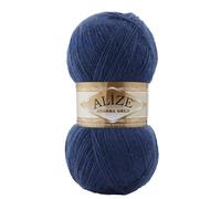 Alize Angora Gold Fil 20% Laine 80% Acrylique Fil Doux Crochet Lot de 2 pelotes 200g 1101m Dentelle Tricot à la Main Fil Turc (279 Indigo)