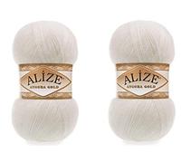 Alize Angora Gold Lot de 2 pelotes de fil à tricoter turc à la main 200 g 80 % acrylique 200 g 1204 m (450 perles)
