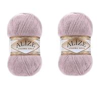 Alize Angora Gold - Lot de 2 pelotes de fil turc à tricoter à la main - 20 % laine, 80 % acrylique - 200 g - 1000 m - Gris rose