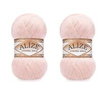 Alize Angora Gold Lot de 2 pelotes de fil turc à tricoter à la main 200 g 80 % acrylique 271 rose perle 200 g
