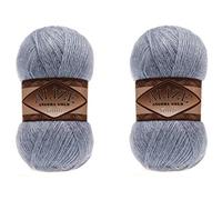 Alize Angora Gold Simli 5% fil métallique, 20% laine, 75% acrylique, 2 pelotes, 200 g, 183 m, fil, dentelle au crochet, tricot à la main, fil turc (221 Denim Melange)