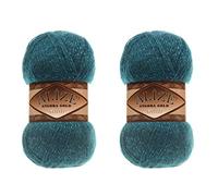 Alize Angora Gold Simli 5% Métallique 20% Laine 75% Acrylique Lot de 2 pelotes de 200g 180m Fil à crocheter, à broder, à tricoter à la main, fil turc (17 Pétrole)