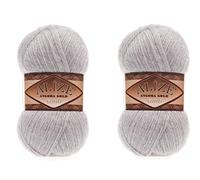 Alize Angora Gold Simli 5 % métallique, 20 % laine, 75 % acrylique - Lot de 2 pelotes de fil à crochet et dentelle - 200 g - 1100 m - Fil à tricoter turc (71 gris clair)