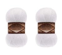 Alize Angora Gold Simli 5 % métallique, 20 % laine, 75 % acrylique - Lot de 2 pelotes de fil à crochet et dentelle - 200 g - 1100 m - Fil à tricoter turc (55 blanc)