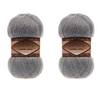 Alize Angora Gold Simli 5 % métallique, 20 % laine, 75 % acrylique - Lot de 2 pelotes de fil à crochet et dentelle - 200 g - 1100 m - Fil à tricoter à la main (87 gris charbon)