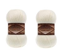 Alize Angora Gold Simli 5 % métallique, 20 % laine, 75 % acrylique - Lot de 2 skn - 200 g - 1100 m - Fil à crochet et dentelle à tricoter à la main (1 crème)