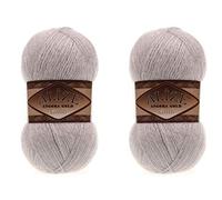 Alize Angora Gold Simli Lot de 2 pelotes de fil à tricoter turc 5 % métallique, 20 % laine, 75 % acrylique, 200 g, 100 m de long, pour crochet, dentelle, tricot à la main (168 blanc hiver)