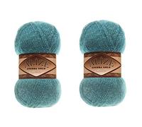 Alize Angora Gold Simli Lot de 2 pelotes de fil turc 5 % métallique, 20 % laine, 75 % acrylique, 200 g, 1100 ydsYarn à tricoter à la main (164 Azur)