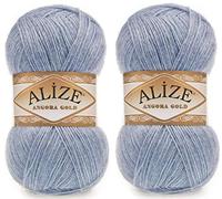 Alize Angora Gold Yarn - Fil doux 20 % laine 80 % acrylique pour crochet et tricot à la main (200 g/m²) - Poids de la dentelle - Denim mélangé