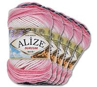 Alize “Burcum Batik” (1602) - 5 pelotes de laine de 100 g, 100% acrylique, 29 couleurs dégradées, accessoires pour travaux de tricot