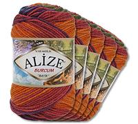 Alize Burcum Batik Lot de 5 pelotes de laine de qualité supérieure - 100 % acrylique - 29 couleurs dégradées - Accessoires pour crochet, tricot, vêtements (4827)
