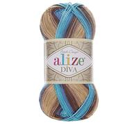 Alize Diva Batik Lot de 4 pelotes de fil 100 % microfibre effet soie pour crochet à la main 400 g 1500 m dégradé de couleur (3243)