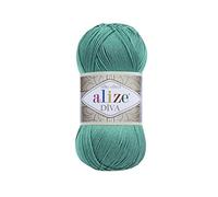 Alize Diva Lot de 2 écheveaux de fil 100 % microfibre acrylique effet soyeux pour crochet et dentelle 100 g 350 m Corail 619