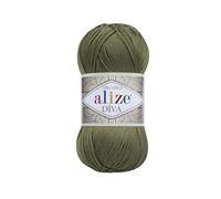 Alize Diva Lot de 2 écheveaux de fil 100 % microfibre acrylique effet soyeux pour crochet et dentelle 100 g 350 m - 273 Camouflage