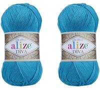 Alize Diva Lot de 2 pelotes de fil à tricoter 100% microfibre acrylique pour loisirs créatifs 200 g 245