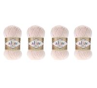 Alize Diva Lot de 4 écheveaux de fil à tricoter 100 % microfibre acrylique effet soie 400 g 1500 m (382)