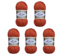 Alize Diva Lot de 5 écheveaux de fil à tricoter à la main en microfibre acrylique effet soyeux 100 % microfibre 500 g