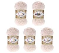 Alize Diva Lot de 5 écheveaux de fil à tricoter à la main en microfibre acrylique effet soyeux 100 % microfibre 500 g