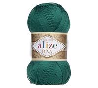 Alize Diva Pelote de fil 100% microfibre acrylique effet soie 100 g Couleur (453 - Mer du Nord)