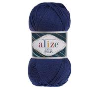 Alize Diva Plus Lot de 4 pelotes de fil à tricoter 100 % microfibre acrylique effet soie et mercerisé 3 DK et laine peignée légère 400 g Couleur 360 - Bleu roi