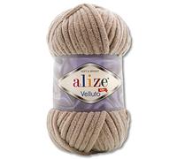 Alize Fil à tricoter Velluto 100 g en 31 couleurs différentes, 68 m, Polyester, Lavable en machine, 8-9 (aiguilles à tricoter), 8-10 (crochet), 30 °C